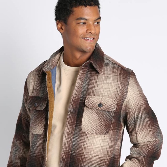 Jachs Brown Plaid Wool Blend Shirt Jacket - Picture 12 of 13